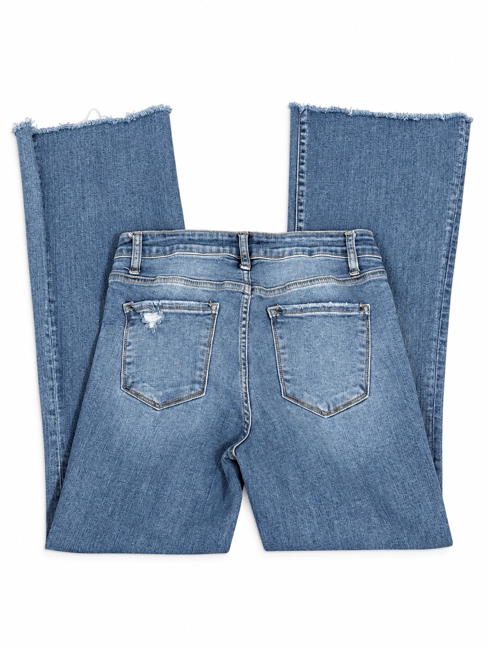 VERVET Size 29 Distressed Raw Hem Flare Jeans Medium Wash - Picture 2 of 5